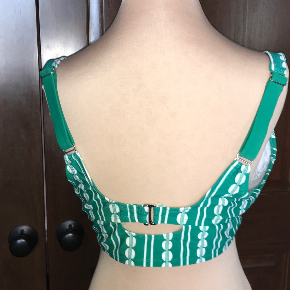 Kona Sol Size XL Green & White Square-Neck Swim Top - Picture 2 of 6